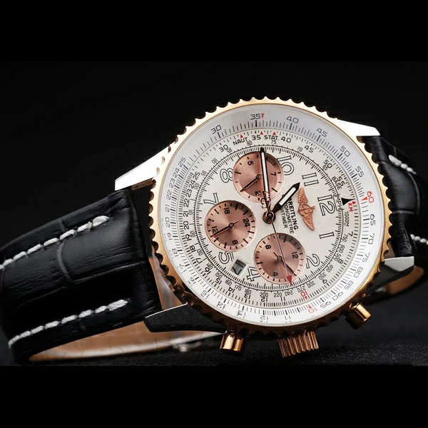 Breitling Navitimer Black Leather Strap White Dial new58061
