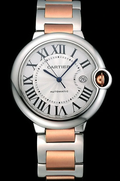 Cartier Ballon Bleu 42mm Silver Dial Stainless Steel Case Two Tone Rose Gold Bracelet new120852