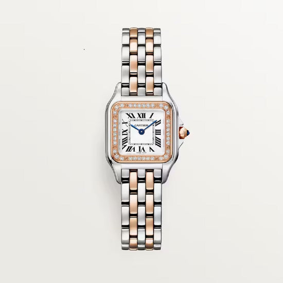 Cartier Replica Watch Panthère de Cartier Replica Watch Small, Stainless Steel, 18k Rose Gold and Diamonds, 22mm x 30mm, W3PN0014