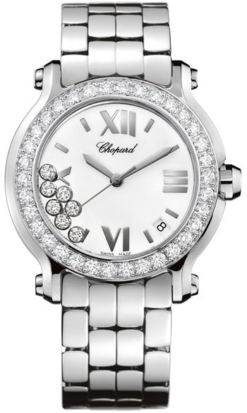 Chopard Replica Watch Happy Sport, Stainless Steel and 18k White Gold, 7 floating diamonds, 36mm, 278478-2001