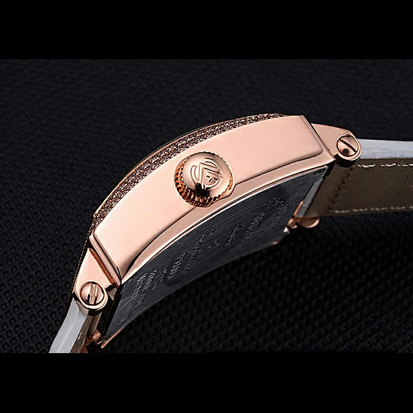 Franck Muller Master Square White Dial Diamonds Case White Leather Band new60256