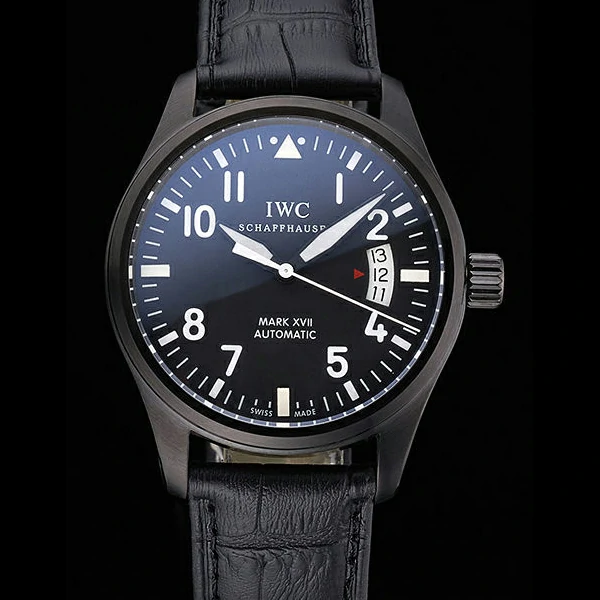 IWC Mark XVII Black Steel Case Black Dial Black Leather Bracelet new60593