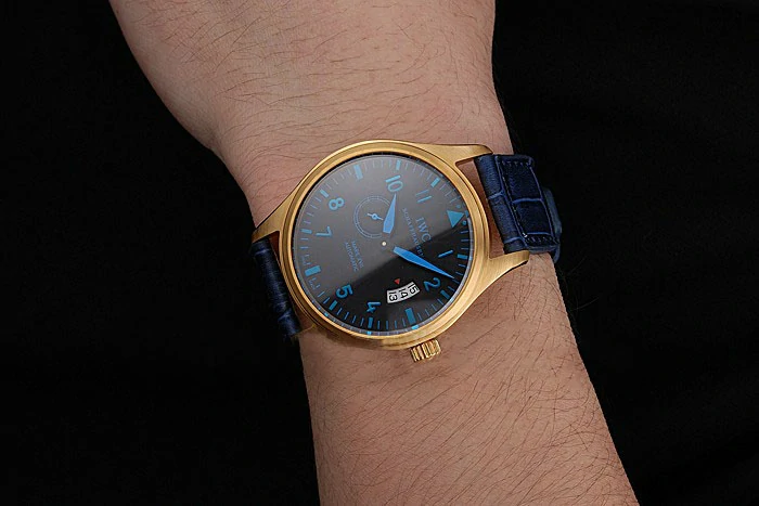 IWC Mark XVll Blue Dial Gold Stainless Steel Case Blue Leather Strap new121419