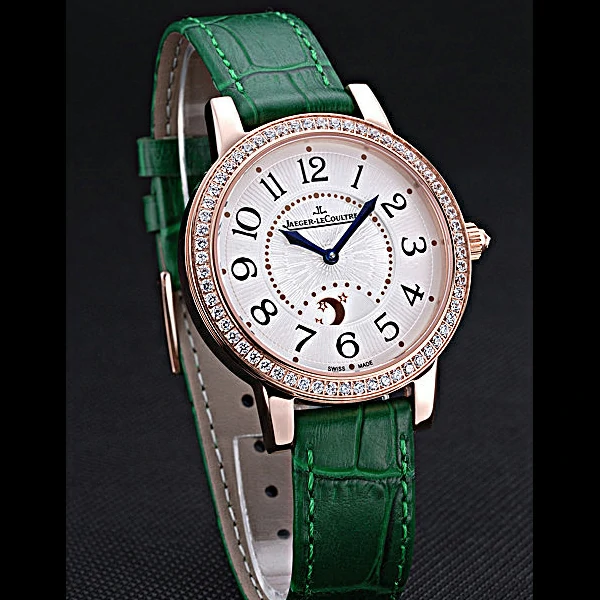 Jaeger LeCoultre Rendez Vous White Dial Green Leather Strap new59987