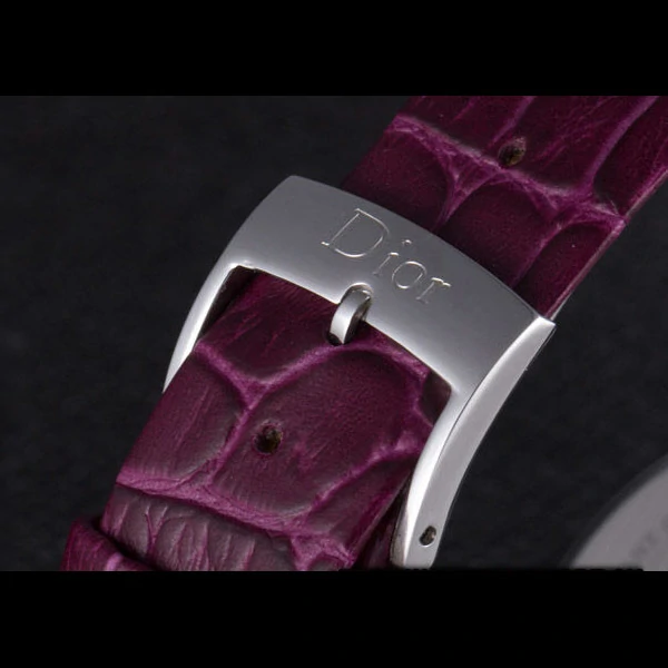La D de Dior Purple Leather Strap with White Dial new59606