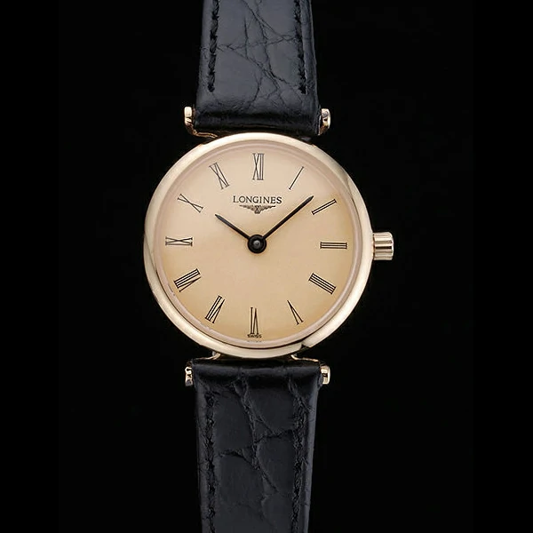 Longines La Grande Classique Champagne Dial Black Leather Band Femme new60025