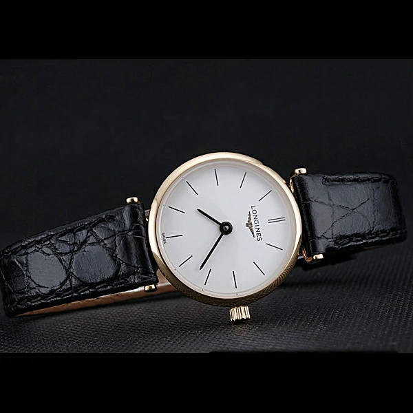 Longines La Grande Classique White Dial Black Leather Strap Femme new60017