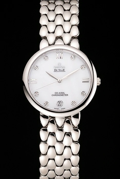 Omega De Ville Prestige White Dial With Diamonds Stainless Steel Case And Bracelet new123345