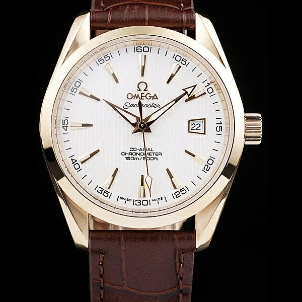 Omega Seamaster Aqua Terra Brown Strap White Striped Dial new58121