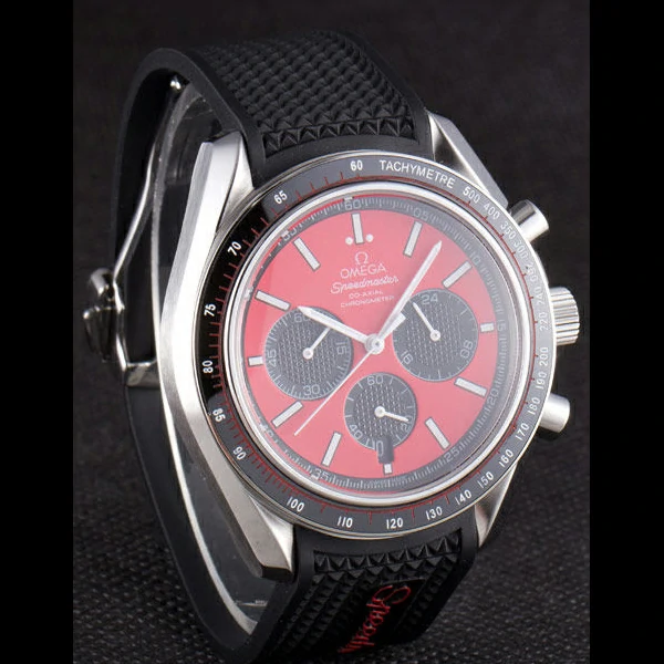 Omega Speedmaster Black Rubber Bracelet Red Dial new59419