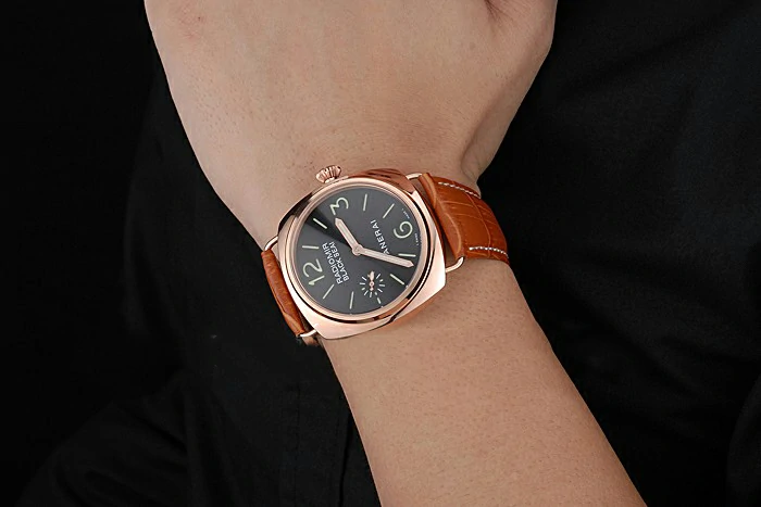 Panerai Radiomir Rose Gold Case Black Dial Brown Leather Strap new58582