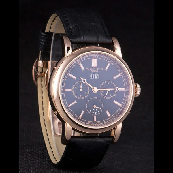 Patek Philippe Grand Complications Rose Gold Bezel Black Croco Strap new59306