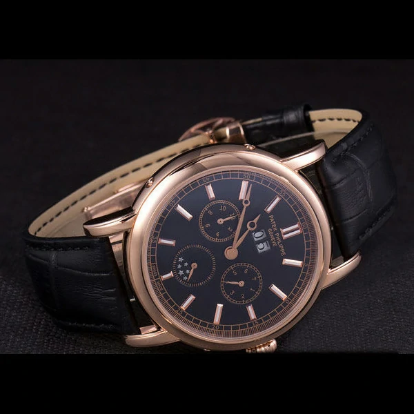 Patek Philippe Grand Complications Rose Gold Bezel Black Croco Strap new59306