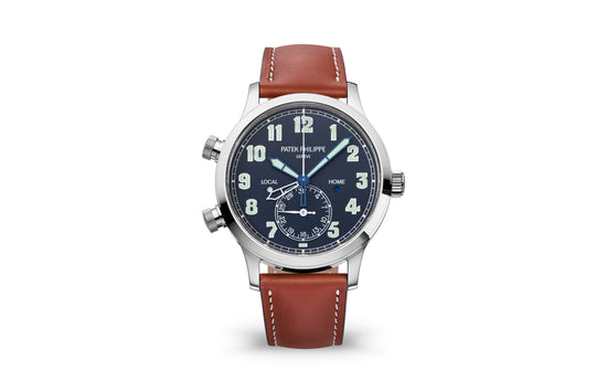 Patek Philippe Replica Watch Complication, 18k White Gold, Calatrava Pilot Travel Time 42mm, 5524G-001