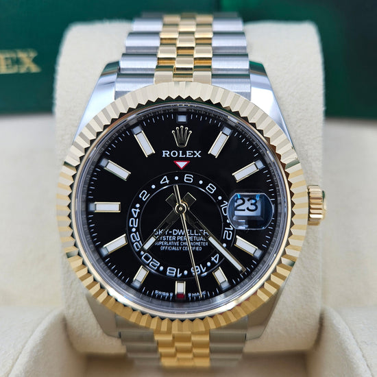 Pre-owned Rolex Replica Watch Sky-Dweller, 42mm, Oystersteel and 18k Yellow Gold, Black, Jubilee, 336933-0004