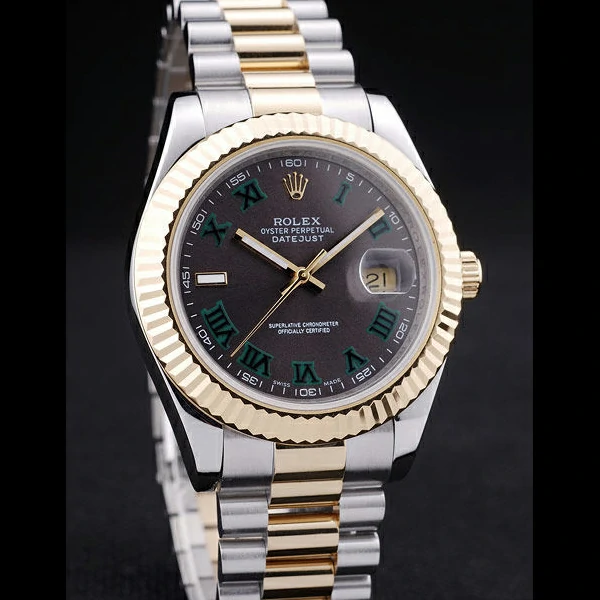 Rolex Datejust Brown Dial Gold Ribbed Bezel new58660