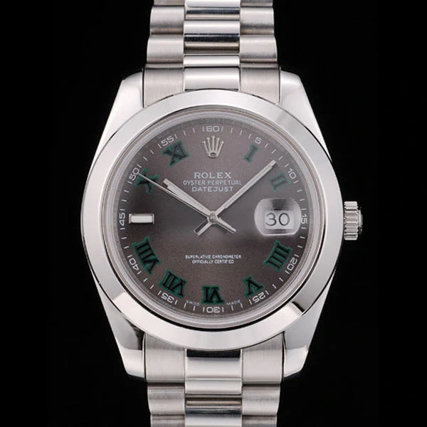 Rolex DateJust Polished Stainless Steel Bezel Grey Dial new58946