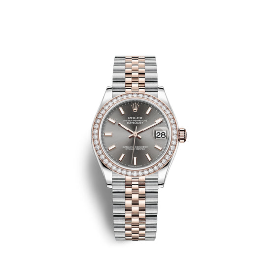 Rolex Replica Watch Datejust 31, Oystersteel, 18kt Everose Gold and diamonds, 278381RBR-0018