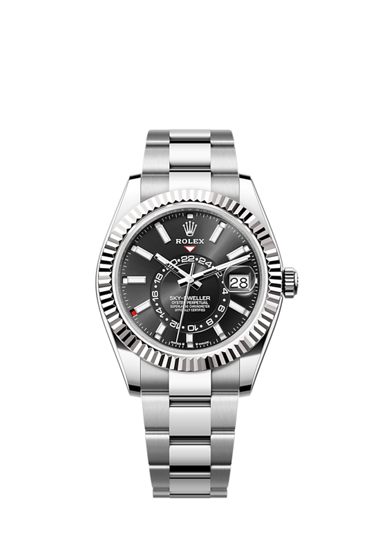 Rolex Replica Watch Sky-Dweller, 42mm, Oystersteel and 18k White Gold, Black, Oyster, 336934-0007