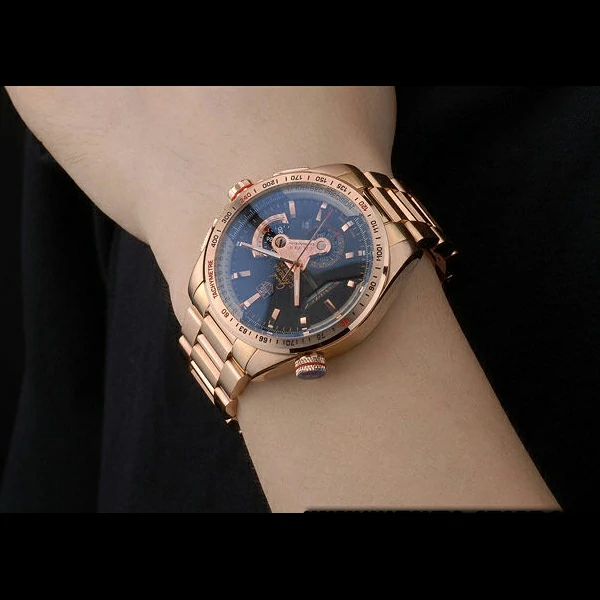 Tag Heuer Carrera Rose Gold Case Black Dial new58750