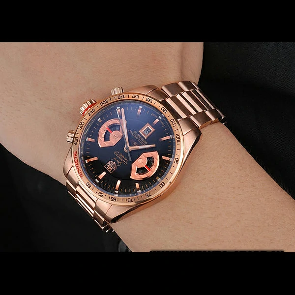 Tag Heuer Grand Carrera Rose Gold Bracelet Black Dial new59431