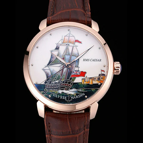 Ulysse Nardin Classico HMS Caesar Limited Edition White Dial Brown Leather Strap new60319