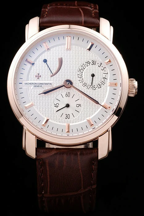 Vacheron Constantin Malte Power Reserve White Dial Rose Gold Case Brown Leather Bracelet new59722