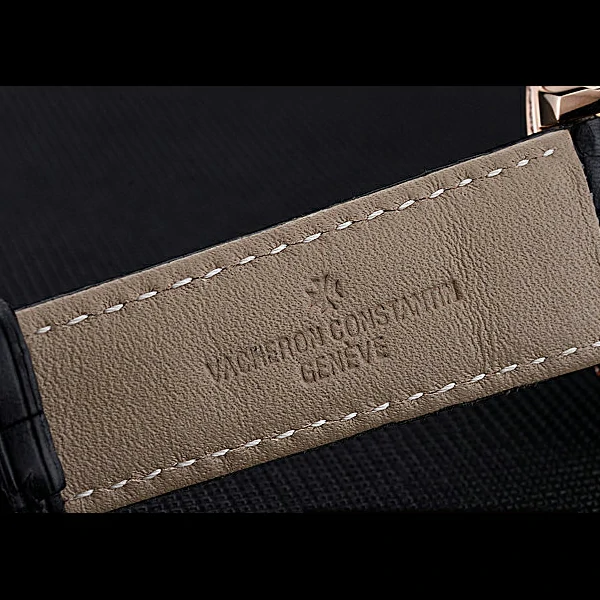 Vacheron Constantin Patrimony Contemporaine Gold Diamond Case Black Dial Black Leather new60612